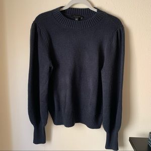 NWT Ann Taylor Balloon Sleeve Sweater Navy Blue Medium